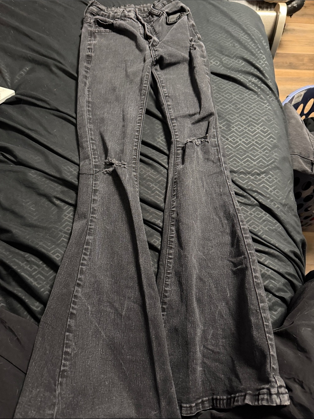 Women's Black Washed Flared Jeans
